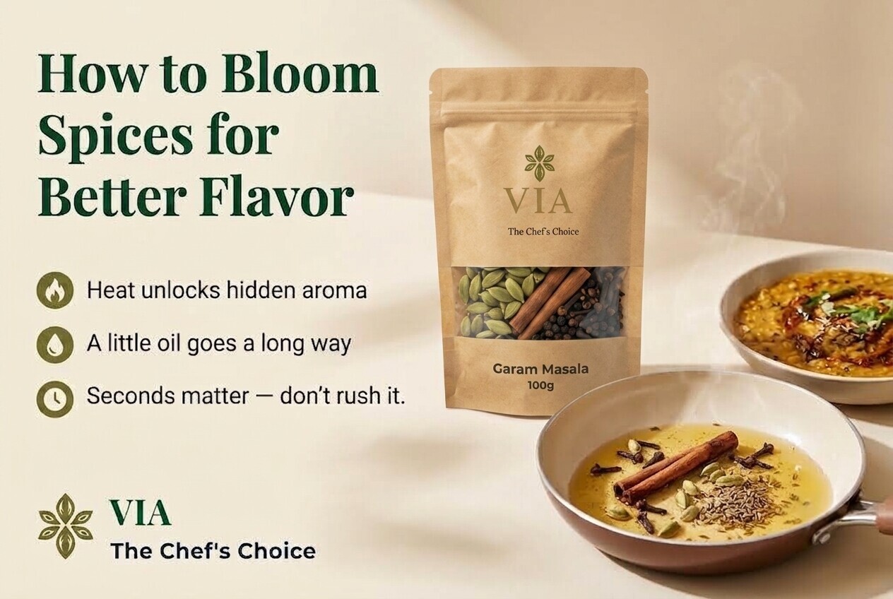 Spices blooming in oil