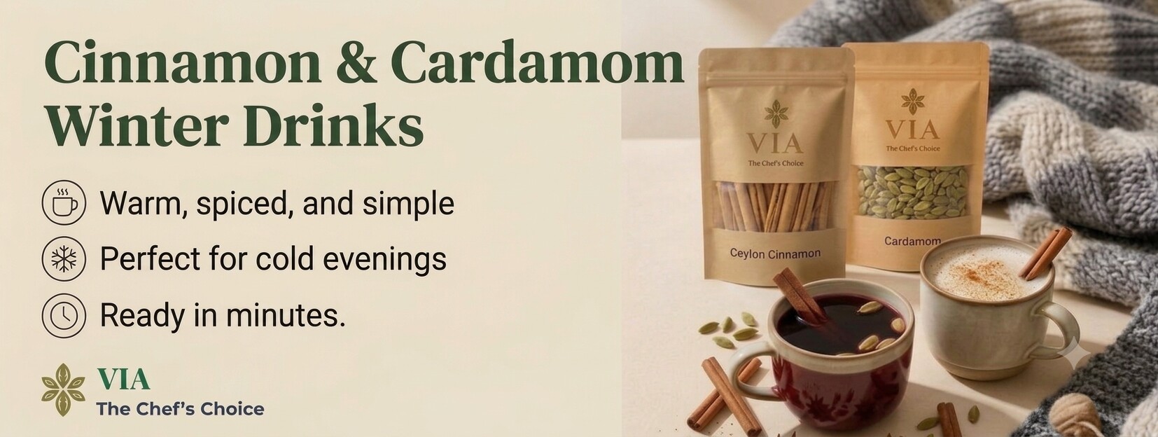 Cinnamon and cardamom winter drinks